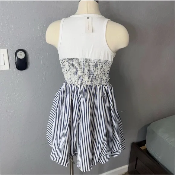 PORRIDGE Sleeveless Twofer Bubble Mini Dress Anthropologie Navy White - Picture 5 of 10